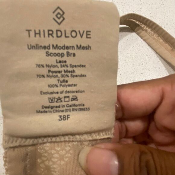 ThirdLove unlined, modern mesh, scoop bra, lace size 38F - Picture 7 of 7
